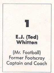 1990 Select AFL Stickers #1 Ted Whitten Sr. Back
